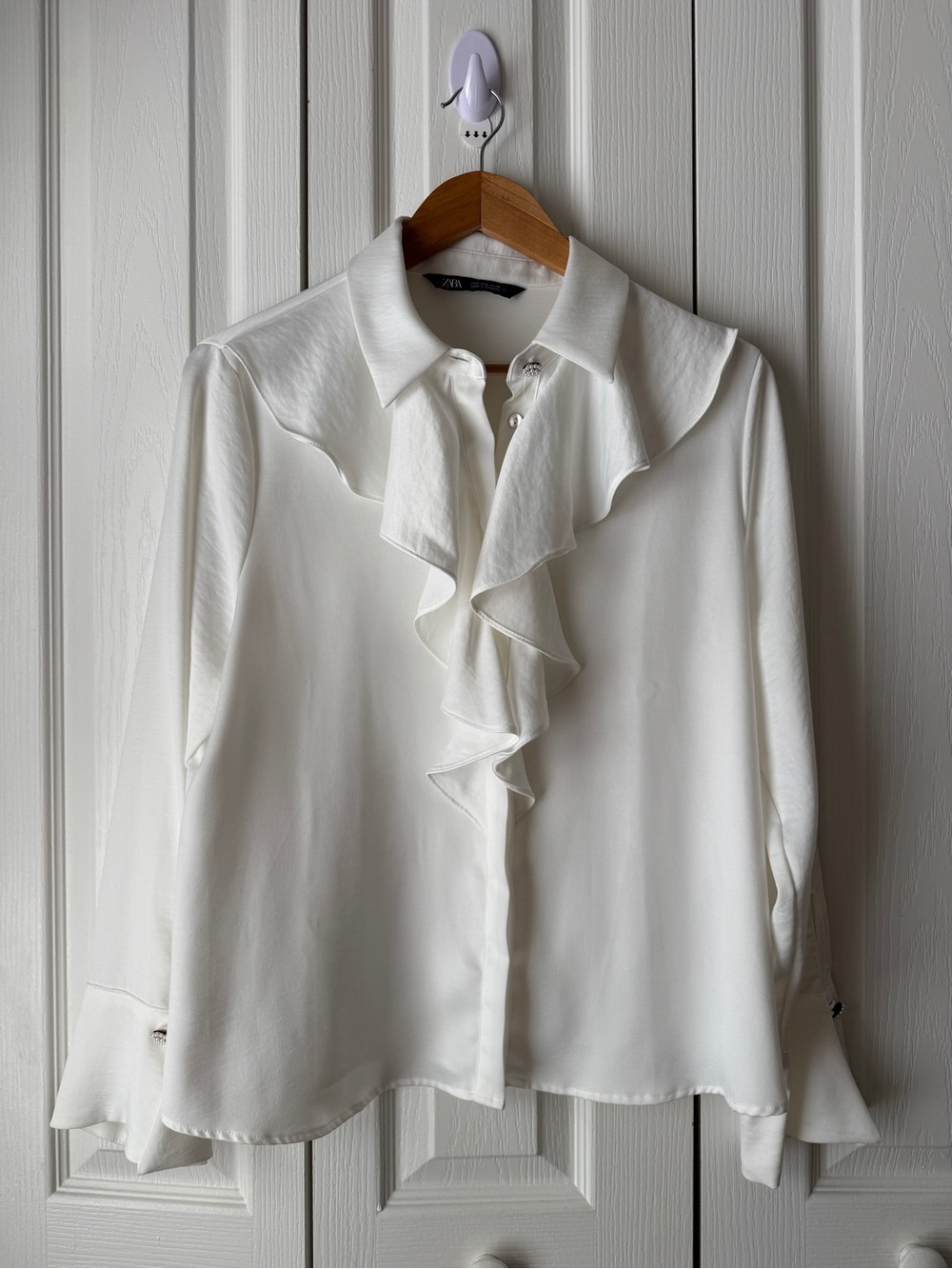Zara White Ruffle Collar Blouse